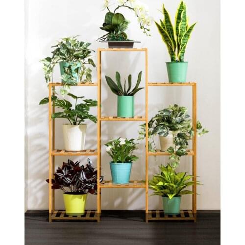 6/7/8/9 Tiers Wooden Plant Rack Display Shelf Home Indoor Outdoor Yard Garden Patio Balcony Large Flower Planter Pot Stands