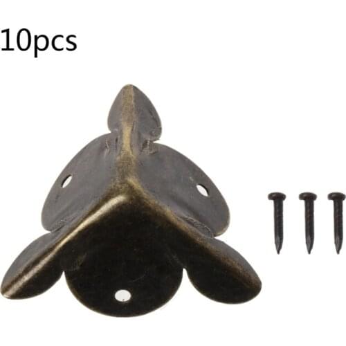 10pcs Antique Bronze Decor Jewelry Wine Gift Box Wooden Case Corner Protectors