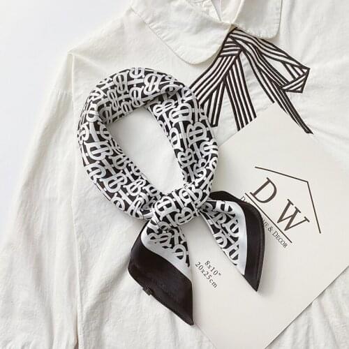 Aurdolf 2020 new stripe scarves women letter b novelty silk square foulard ladys neck scarf printed fashion girl hair scarf
