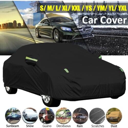 210T Car Cover Sunshade Protection Outdoor Car Covers Waterproof Dustproof Sun Shade Anti-UV Auto Accessories for Sedan SUV