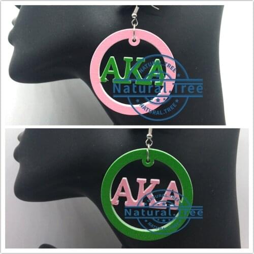Free Shipping!Printing AKA Soririty Wooden Earrings can mixed 2 colors