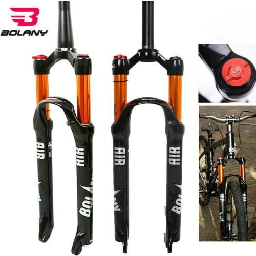 BOLANY 26/27.5/29'' fork suspension MTB bike Tapered/Straight Fork Disc Steerer Brake 100mm Travel QR Bicycle Air Forks Aluminum
