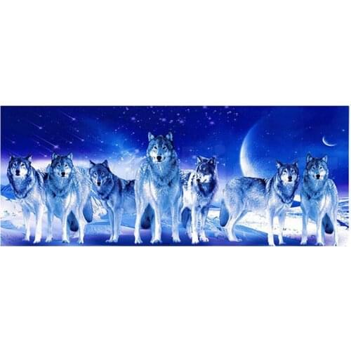 Large 5D DIY Full Square Round Diamond Embroidery Moonlight wolves Cross Stitch Mosaic Diamond Painting Cross Stitch