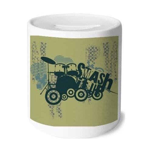 Drum Music Pattern Graffiti Street Money Box Saving Banks Ceramic Coin Case Kids Adults