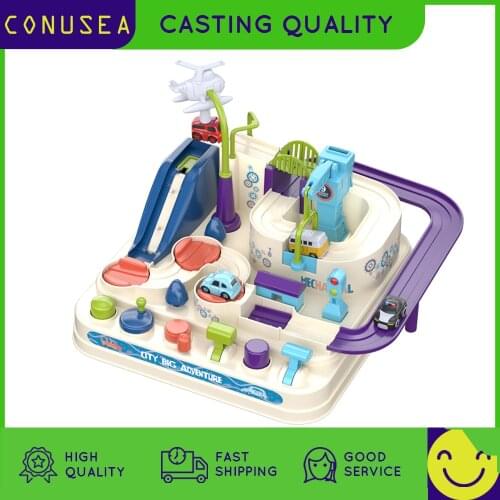 Children Educational Toys Racing Rail Car Model Racing Track Car Adventure Game Brain Game Mechanical Interactive Train Toy Kid