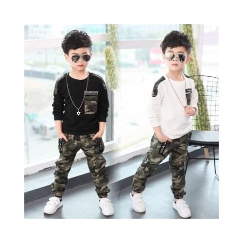 Spring autumn boys clothing sets kids jogging suits children cotton shirt+pants 2pcs camouflage outifts for boys tracksuits