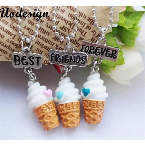 Kids jewelry children necklace cute ice cream best friends BFF necklace bead chain pendant charm necklace set gift for girl
