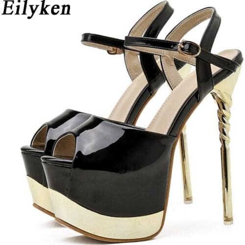 Eilyken Fashion Women’s Buckle Strap Sandals Platform Wedding High Heels 2021 Summer New Sexy Peep Toe Club Stripper Party Shoes