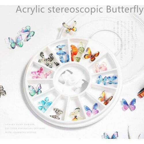Multicolor Acrylic tiny butterlfy as filler for Resin Silicone Mould jewelry making component charms craft materia nail art