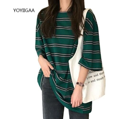 Summer Fashion Woman T-shirts Striped Short Sleeve Women Tshirt Loose Tee Tops Oversized Casual Female T Shirt Harajuku Tshirts