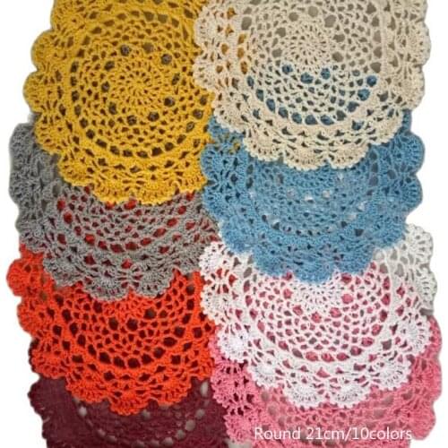 Hot sale lace cotton placemat cup dining coaster mug kitchen Christmas table place mat cloth Crochet tea coffee doily felt pad