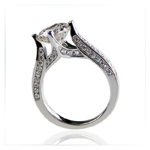 Sundance 2CTW 8mm G-H Round Cut Moissanite Wedding Ring Solid 925 Sterling Silver Ring White Gold Color Diamond Jewelry