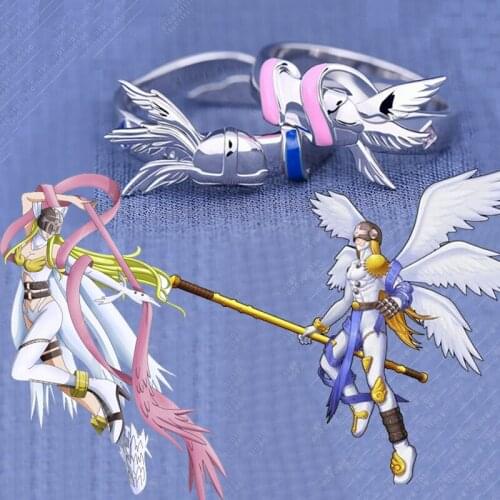 Anime DigimonAdventure Angemon Angewomon 925 Sterling Silver Angel Adjustable Finger Ring Men Women Cosplay Jewelry Lovers Gift