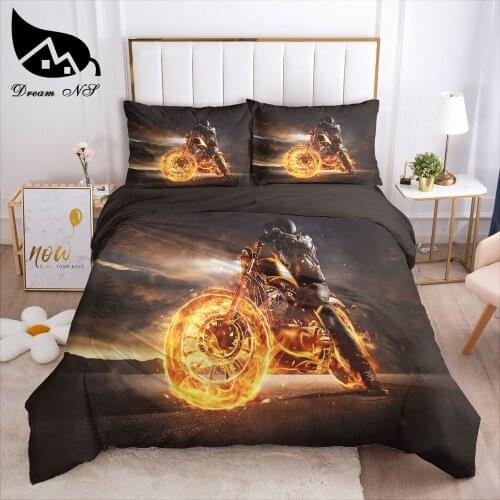 Dream NS Devil Flame Car Motorcycle Bedding set Queen Bedding Home Textiles Set Bedclothes red car duvet cover set roupa de cama