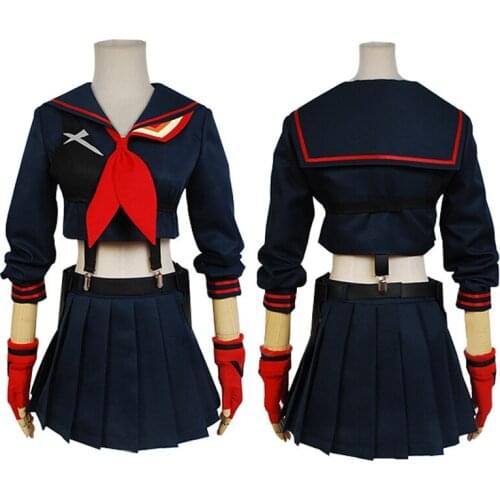 KILL la KILL Matoi Ryuuko Cosplay Costumes Japanese Anime Party Halloween Costume For Women Girls Tops Skirt Suits Wig C110M113