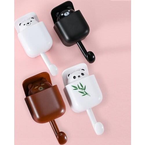 Creative Home Wall Cute Panda Bear Hook Self Adhesive Key Organizer Hanger Holder Decorative Hooks For Kitchen Storage Holders