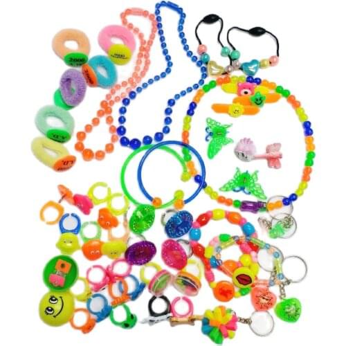 50 pcs Girl Mix -I Hair band Chip Necklace Bracelet Toys Princess Gift Pinata Loot Fillers Favors Novelty Birthday Party Favours