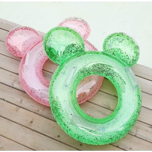 Ins Hot Sequined Cartoon Baby Swimming Ring Pool Float Inflatable Glitter Swimming Circle Floating Baby Swimming Pool Toys Party