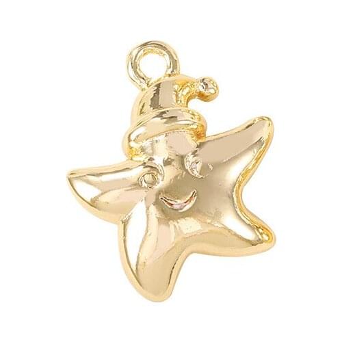 Factory Wholesale Gold Color Brass Star Charms Pendants Necklace and Bracelet Earring Diy Jewelry Making Supplies Accessories