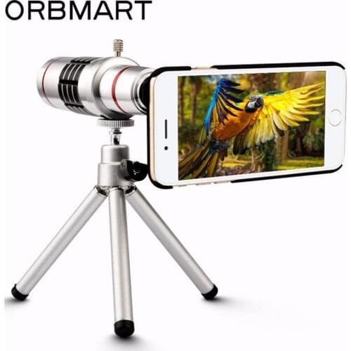 ORBMART 18X Optical Zoom Telescope Mobile Phone Lens For Apple iPhone 8 With Mini tripod And Back Case Cover