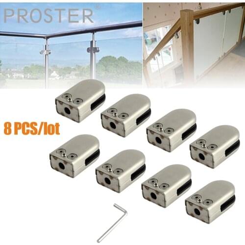 PROSTER 8PCS S/M/L 304 Stainless Steel Glass Clamp Clip Bracket For Handrail Balustrades Stair 6-12mm Glass Corner Brackets Kit