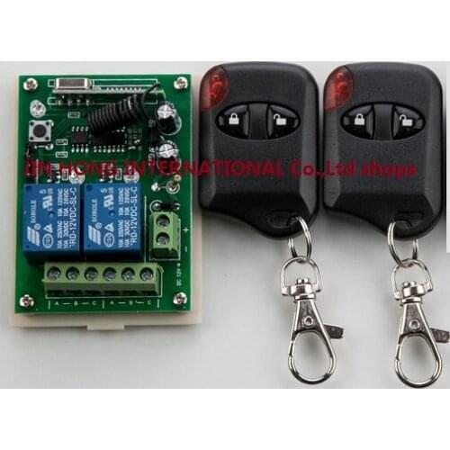 12V DC 2CH 10A Relay Wireless Remote Control Switch Receiver Transmitter Learning 315/433 Normally Open/Closed Door Access LED