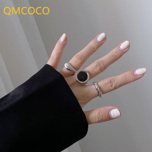 QMCOCO 925 Sterling Silver Finger Rings New Fashion Creative Irregular Geometric Handmade Birthday Party Jewelry Gift for Women