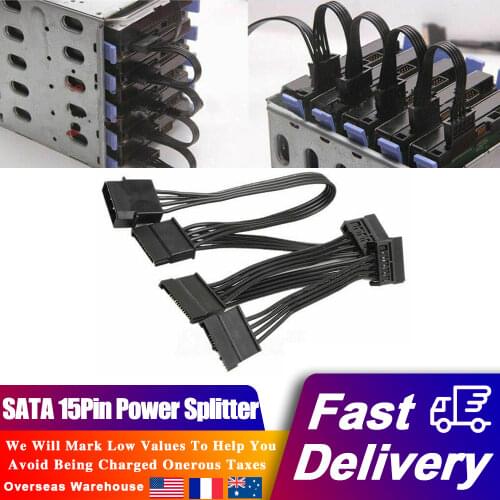 4pin IDE 1 to 5 SATA 15Pin Hard Drive Power Supply Splitter Cable for 4pin to 15pin Power Cord for DIY PC Sever