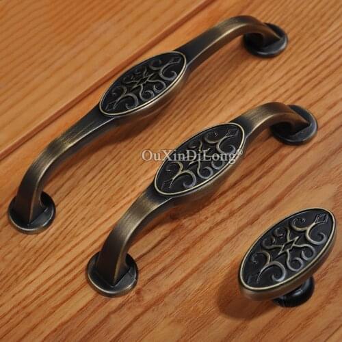 Retro Vintage 10PCS European Antique Carved Kitchen Door Handles Cupboard Wardrobe Drawer Cabinet Pulls Handles and Knobs