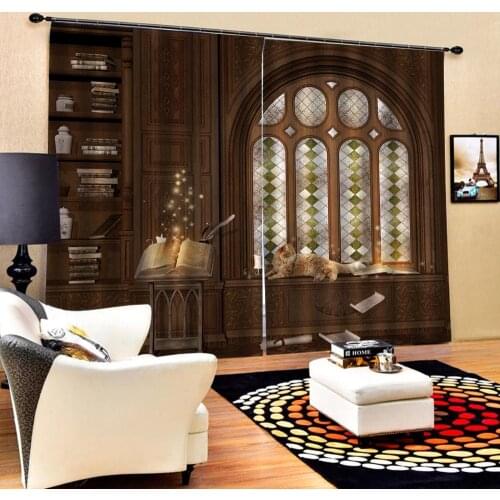 3D Curtain Luxury Blackout Window Curtain Living Room brown curtains door Decoration curtains