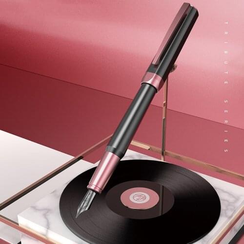 New Picasso Pimio 965 Black Metal Fountain Pen Bach Rhythm Titanium Black Fine Nib 0.5mm Personality Fashion Ink Pen Office Gift