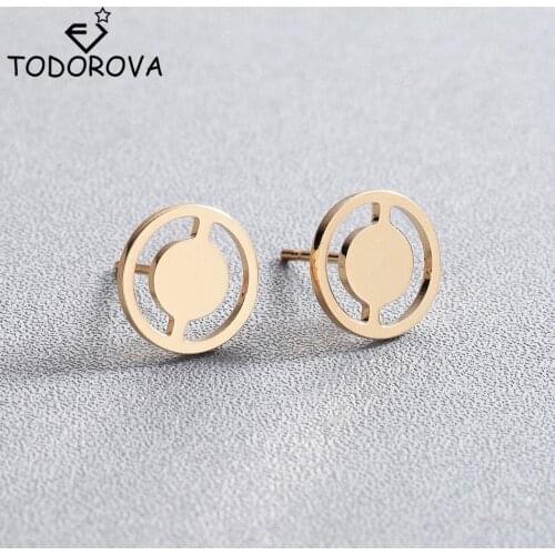 Todorova Simple Round Wheel Stud Earrings Geometric Stainless Steel Earrings for Women Fashion Jewelry Accessories