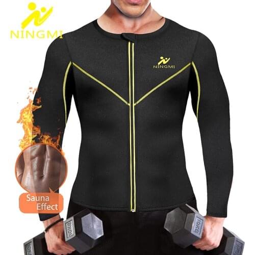 NINGMI Sports Top Waist Trainer Slimming Body Shaper Neoprene Sauna Vest Shapewear Fitness Tight Gym Shirt Zipper Jacket