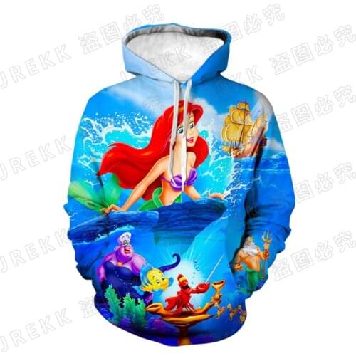 The Little Mermaid 3D Print Men Oversize Sweatshirt Fashion Cartoon Anime Children Hoodies Spring Autumn Casual Children Tops