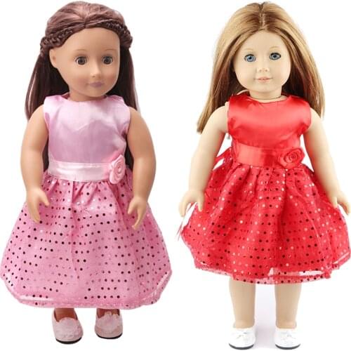 18 Inch American Doll Girls Summer Lace Dress Princess Evening Gown Newborn Baby Toy Accessories Fit 40-43 Cm Boy Doll c32
