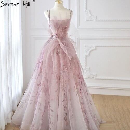 Pink Sexy A-Line Evening Prom Dresses Gowns 2021 Beaded Spaghetti Strap For Women Party BLA70889 Serene Hill