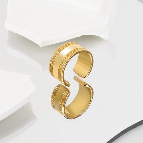 Classic Silver Color Women Ring Open Size Simple Line Texture Finger Jewelry Vintage Punk Girl Party Accessories KOFSAC