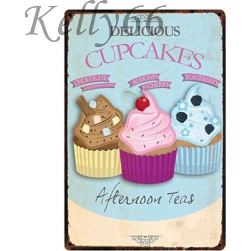 [ Kelly66 ] CUPCake Tin Sign Vintage Wall poster decor for store KTV market Bar Retro craft 20*30 CM Size y-1085