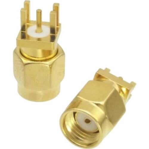 1Pcs RP-SMA RPSMA male with jack pin solder for PCB clip edge mount RF Coaxial connector For Antenna