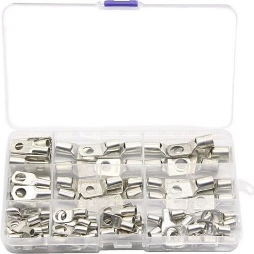 100 PCS Copper Lug Ring Wire Connectors Bare Cable Electric Crimp Terminal SC6-25