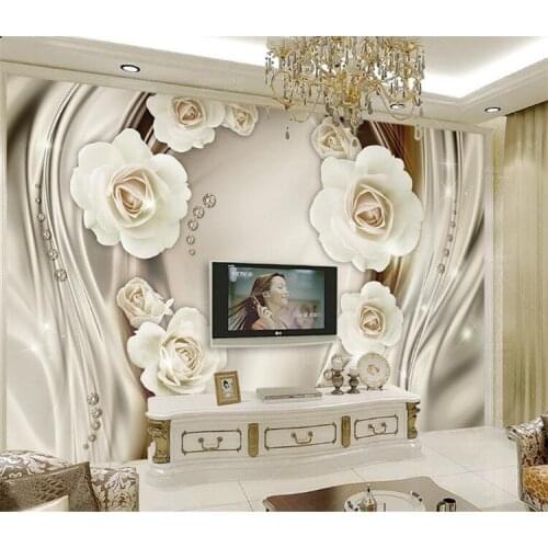 3D Rose Flower Gold Mural Photo Wallpaper Large Murals Wall Paper for Living Room Home Wall Decor European Floral Wall Papers