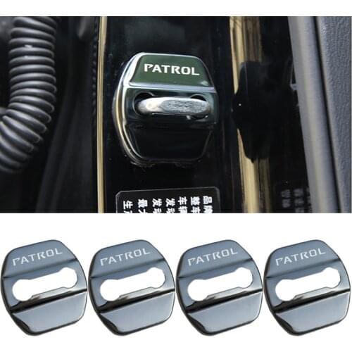 4PCS Stainless Car Door Lock Buckle Protective Cover For Nissan Patrol Aramda Y62 Accessories 2013-2020