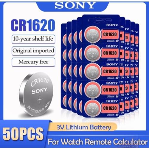 50Pcs/Lot Sony Original CR1620 CR 1620 3V Lithium Battery For Watch Remote Control Alarm Button Cell Coin BR1620 DL1620 ECR1620