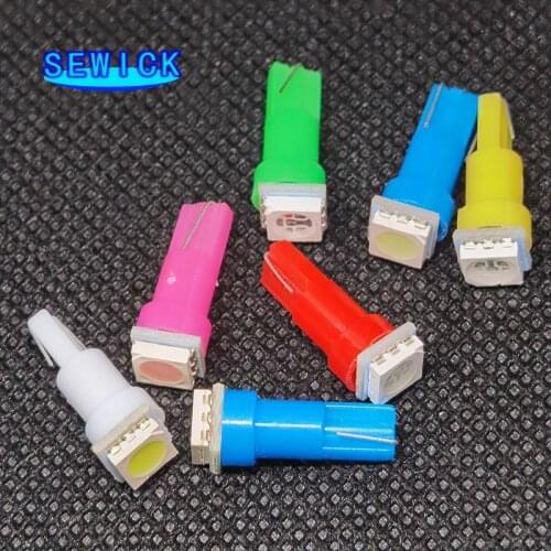 50pcs T5 5050 1 SMD LED Car Interior Light Auto Side Wedge Dashboard Gauge Instrument Lamp Bulb LED Super Bright Car Accessories