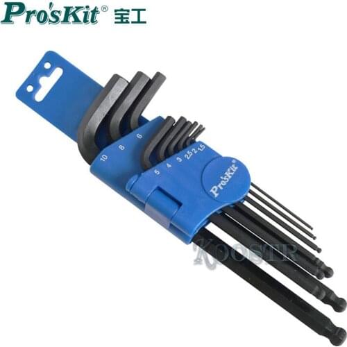 8PK-028 ProsKit Blackened Finish Metric Extra Long Arm Ball-Point Hex Key Set alloy Steel Wrench Screwdriver Hand Tools