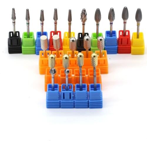 Diamond Ceramic Carbide Nail Drill Bit Rotate Burr Milling Nail Cutter Bits For Manicure Pedicure Tool Electric Drill Machine
