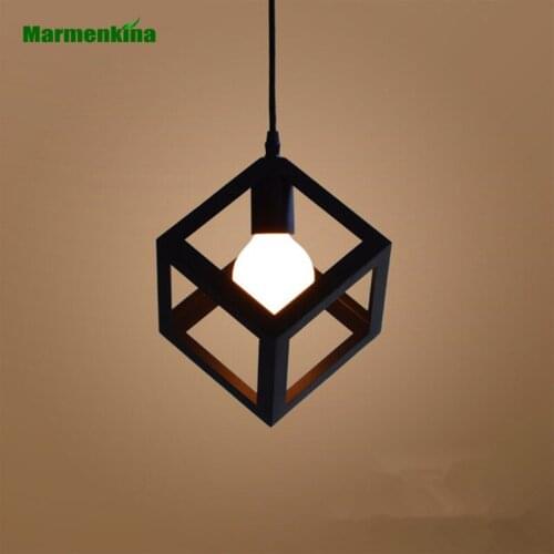American village Cube pendant lamp creative living room light loft of the Quartet iron indoor lighting bedroom E27 AC 110-240V