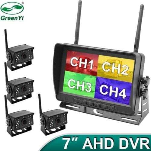 HD 7 Inch AHD Wireless Dual Antenna 4 Channels Car DVR Monitor 720P Vehicle Reverse Backup Recorder Wifi Camera For Bus Truck