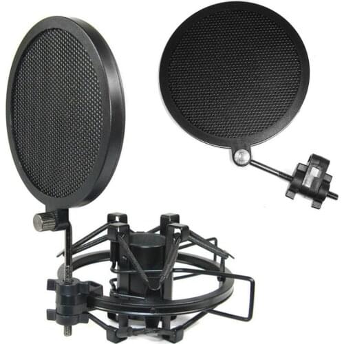 Besegad Double-layer Iron Mesh Microphone Mic Wind Screen Anti Pop Filter for Studio Recording Video Chat Broadcasting