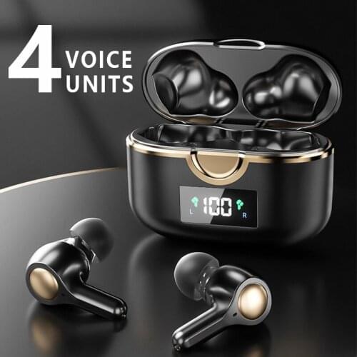 Wireless Headphones Bluetooth V5.0 Earphone Double Units 4 Speaker Music Headset Sport Earbud Volume control HD Call With Mic